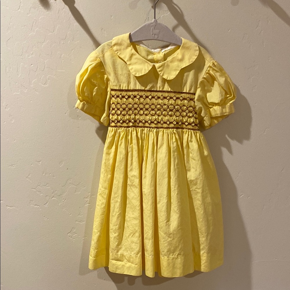 Yellow Smocked Kids Dress